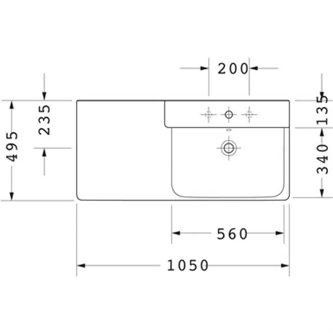 P3 Comforts Washbasin, furniture washbasin asymmetric 233410