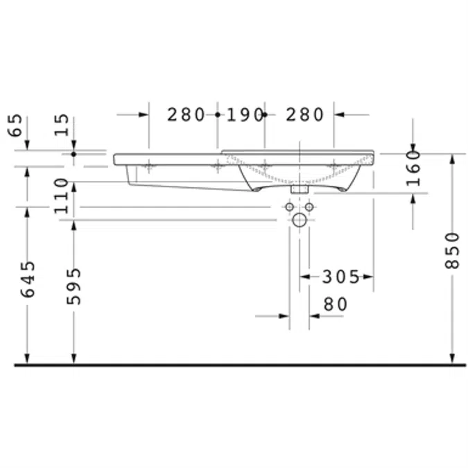 P3 Comforts Washbasin, furniture washbasin asymmetric 233410