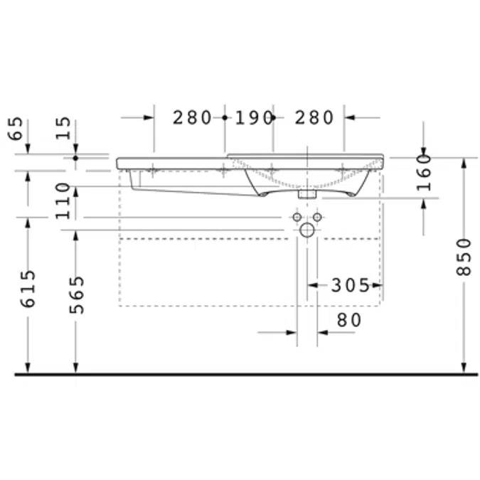 P3 Comforts Washbasin, furniture washbasin asymmetric 233410