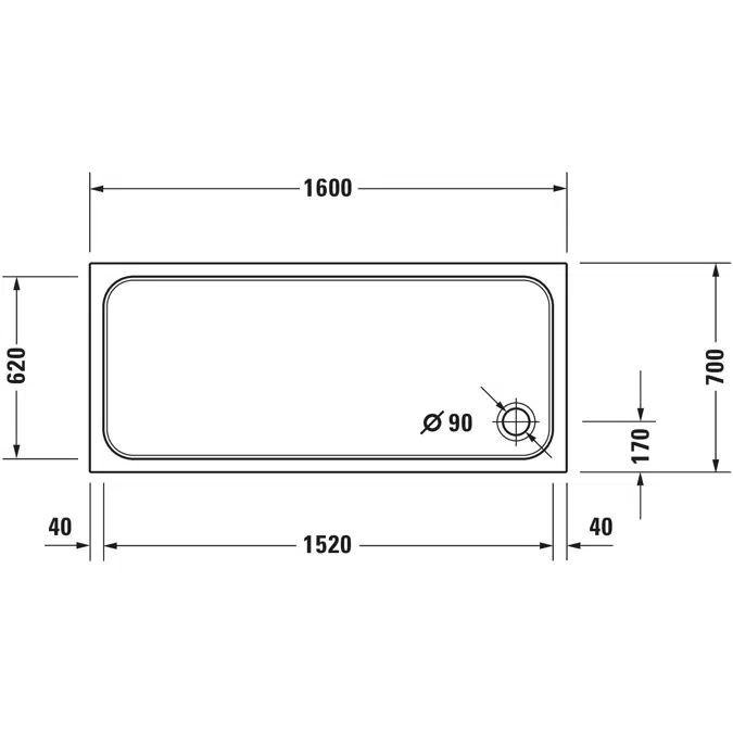 D-Code Shower tray White 1600x700 mm - 720163