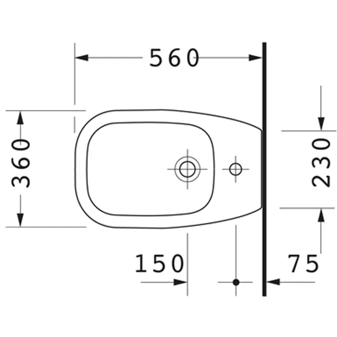 D-Code Floorstanding bidet White High Gloss 560 mm - 224110