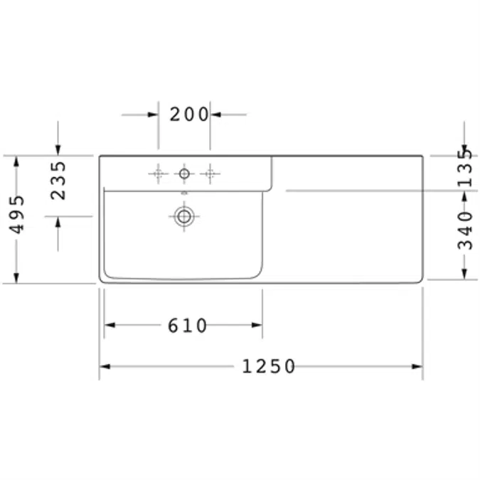 P3 Comforts Washbasin, furniture washbasin asymmetric 233312