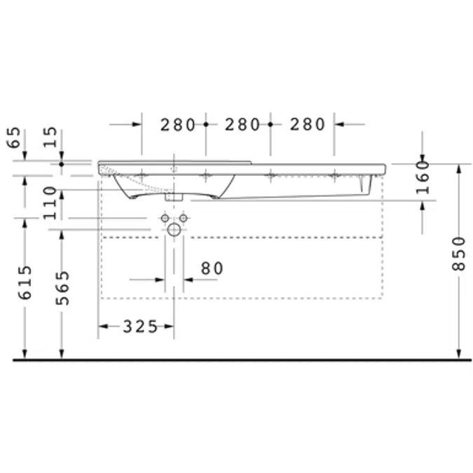 P3 Comforts Waschtisch, Möbelwaschtisch asymmetric 233312