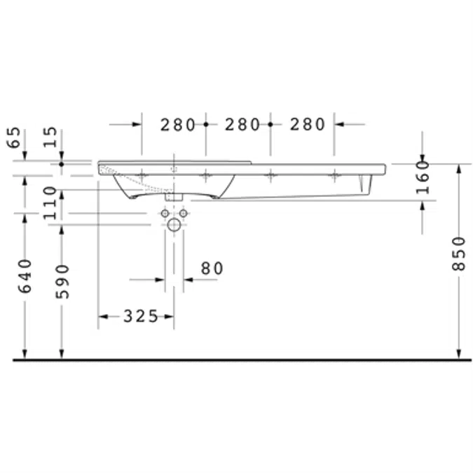 P3 Comforts Washbasin, furniture washbasin asymmetric 233312