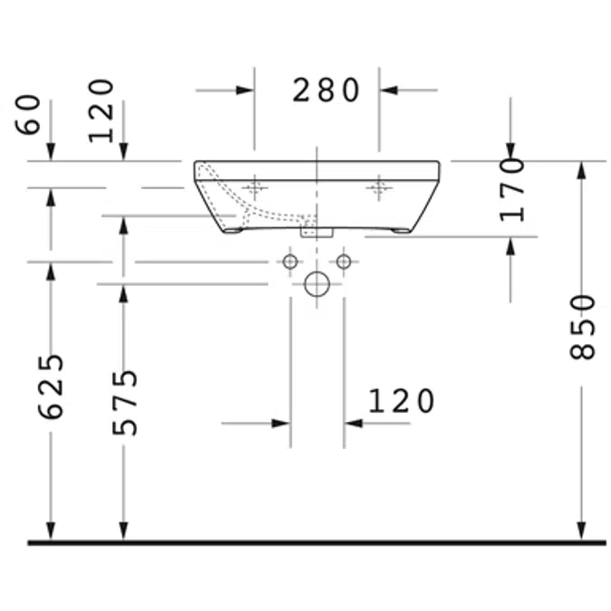 DuraStyle Washbasin Med 232455