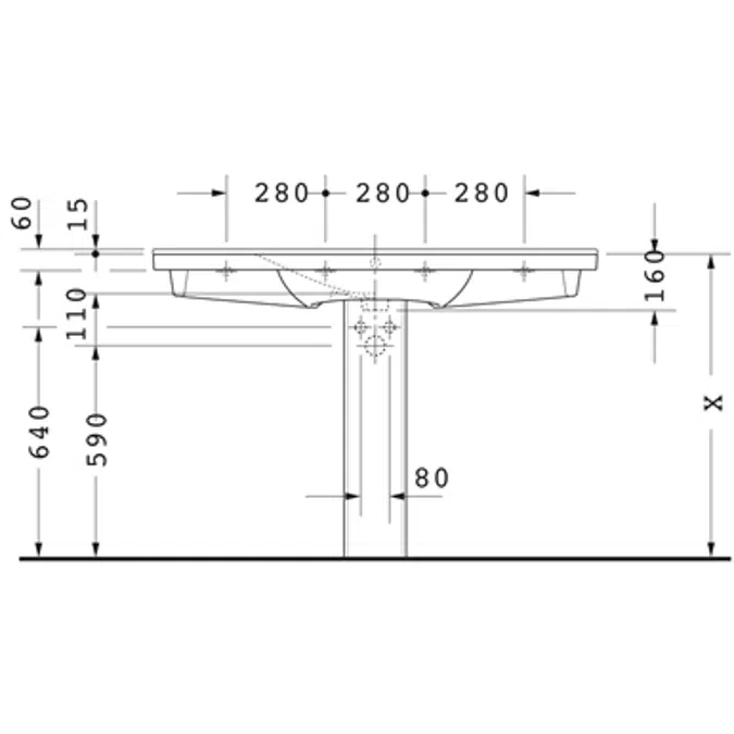 P3 Comforts Lavabo Blanc brillant 1250 mm - 233212
