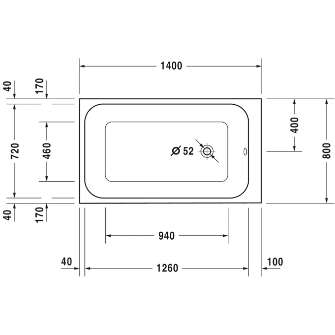 DuraStyle Bathtub White  1400x800 mm - 700233