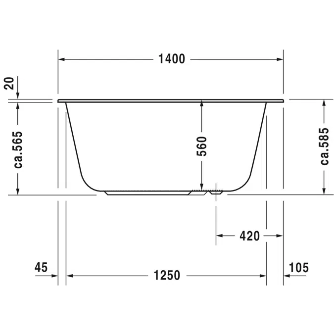 DuraStyle Bathtub White  1400x800 mm - 700233
