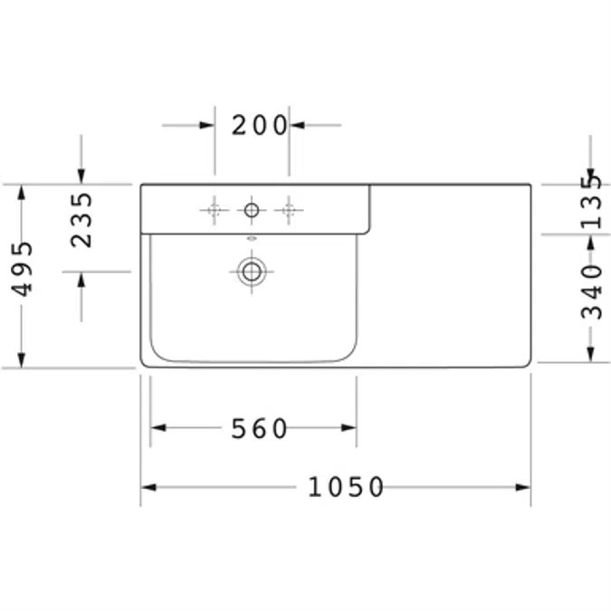 P3 Comforts Washbasin, furniture washbasin asymmetric 233310