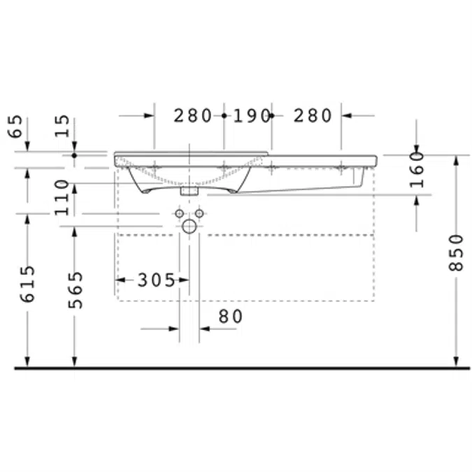 P3 Comforts Washbasin, furniture washbasin asymmetric 233310