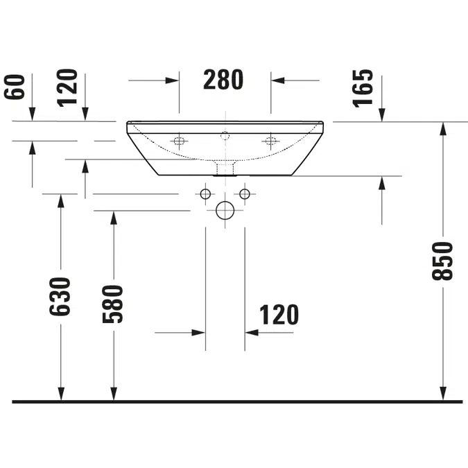 D-Neo Lavabo Blanco Brillante 600 mm - 236660