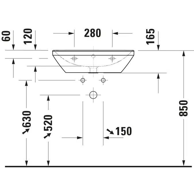 D-Neo Lavabo Blanco Brillante 600 mm - 236660