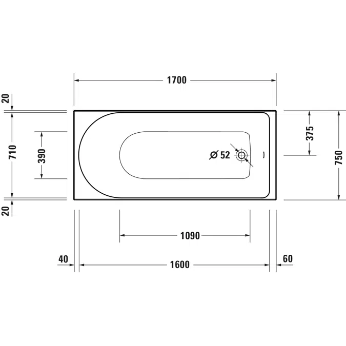 D-Neo Bathtub White  1700x750 mm - 700479