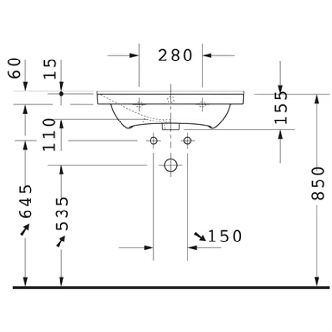 P3 Comforts Lavabo Blanc brillant 650 mm - 233265