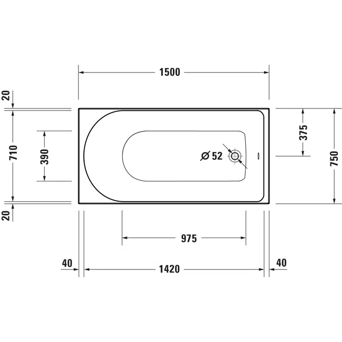 D-Neo Bañera Blanco 1500x750 mm - 700471