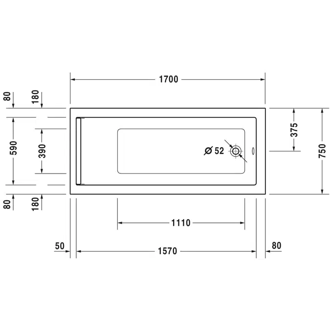 Starck Badewanne, Rechteckig 700335