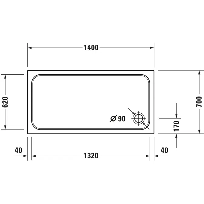 D-Code Shower tray White 1400x700 mm - 720095