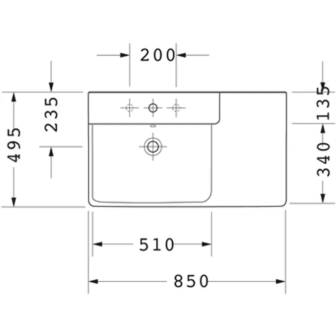 P3 Comforts Washbasin, furniture washbasin asymmetric 233385