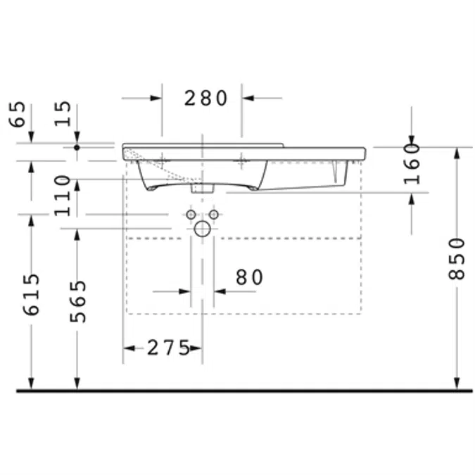 P3 Comforts Washbasin, furniture washbasin asymmetric 233385