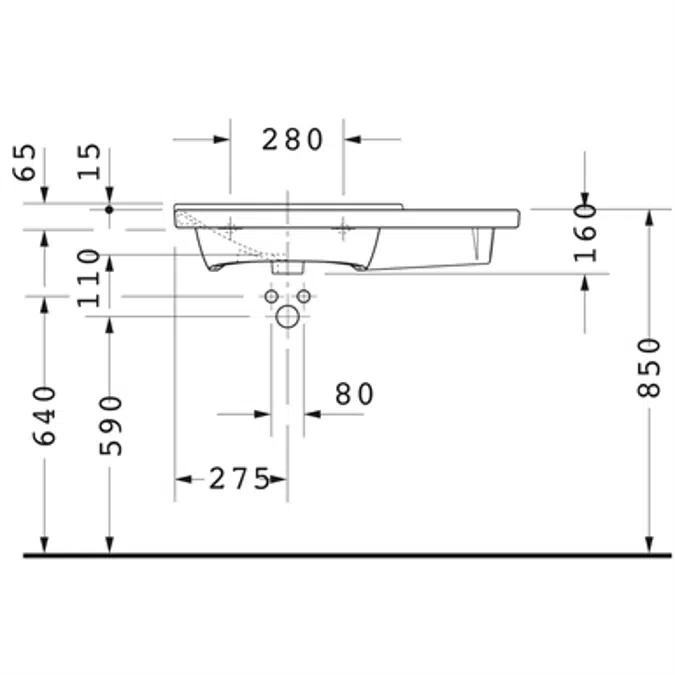 P3 Comforts Washbasin, furniture washbasin asymmetric 233385