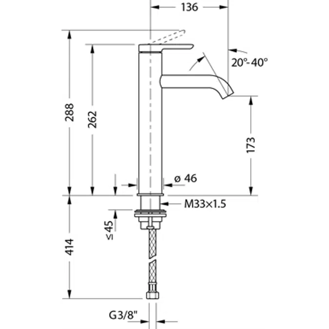 C.1 Mezclador monomando para lavabo L Cromado Brillante - C11030002