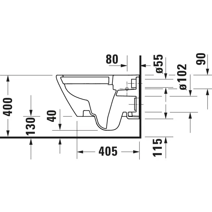D-Code Wall-mounted toilet White High Gloss 540 mm - 290309