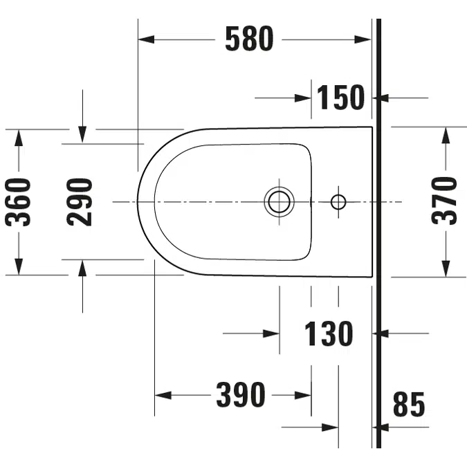 D-Neo Floorstanding bidet White High Gloss 580 mm - 229510
