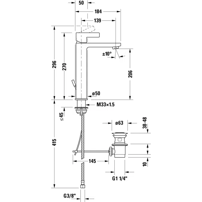 Duravit D-Neo Mezclador monomando para lavabo L - DE1030