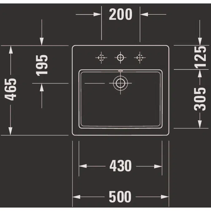 Vero Built-in basin White High Gloss 500 mm - 031550