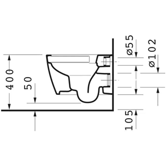 ME by Starck Toilet wall mounted Compact Duravit Rimless 253009