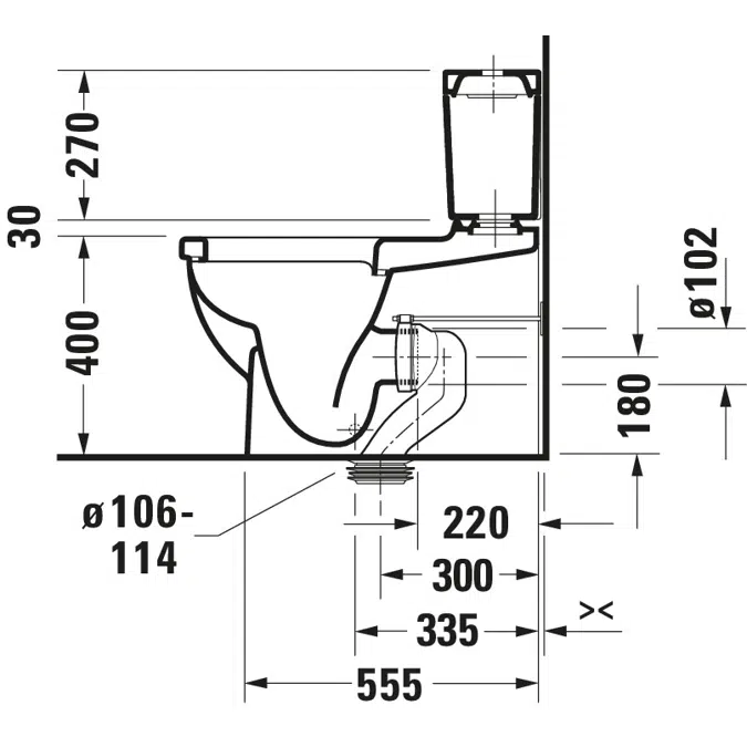 Starck 3 Inodoro de pie para tanque bajo Blanco brillante 650 mm - 218109