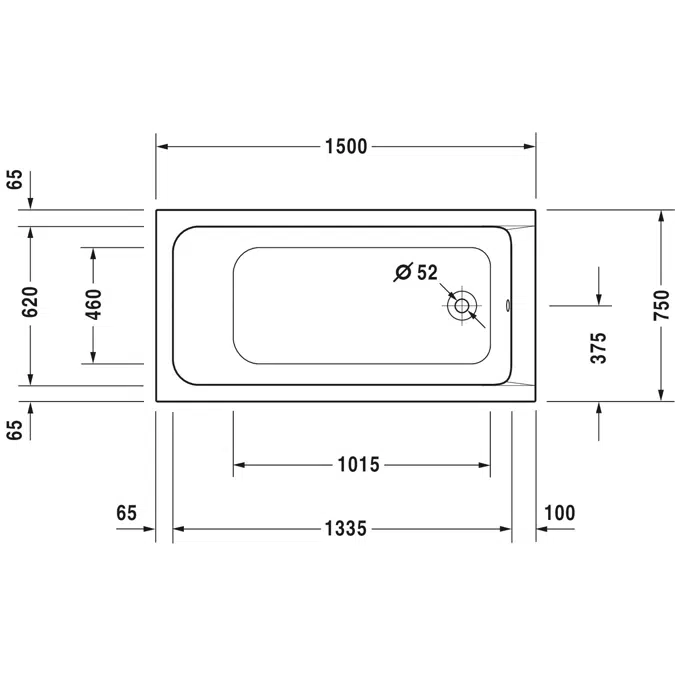 D-Code Bathtub White  1500x750 mm - 700095