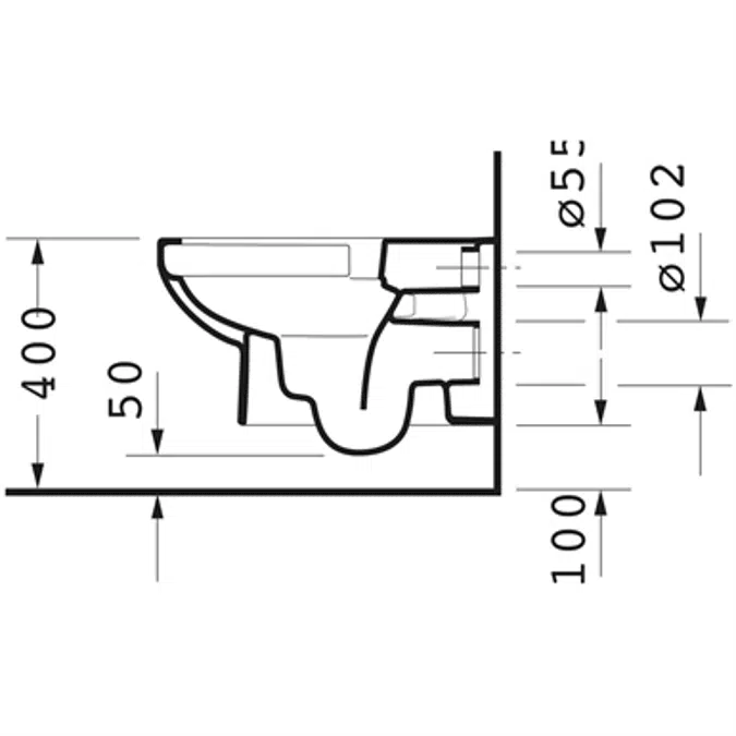 DuraStyle Toilet wall mounted Basic Duravit Rimless¨ 256209