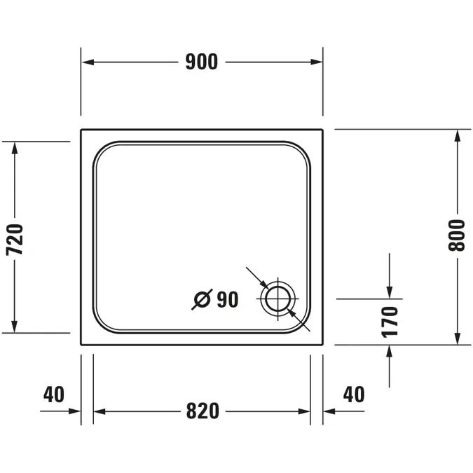 D-Code Shower tray White 900x800 mm - 720105
