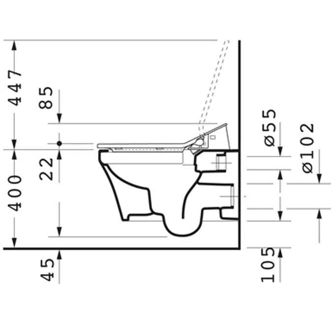P3 Comforts Toilet wall mounted Duravit Rimless¨ 256159