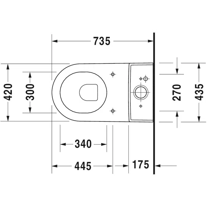 Starck 3 Inodoro de pie para tanque bajo Big Toilet Blanco brillante - 210409