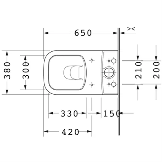 P3 Comforts Toilet close-coupled Duravit Rimless¨ 216309