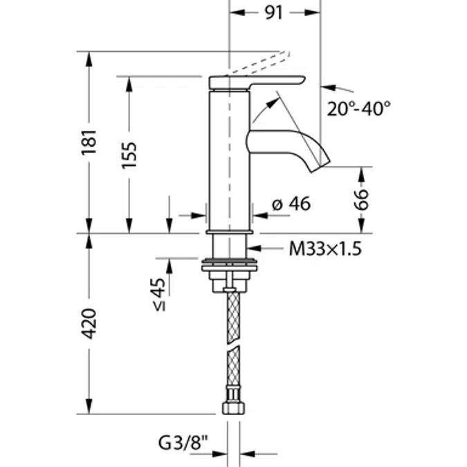 C.1 Mezclador monomando para lavabo S Cromado Brillante - C11010002