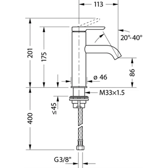 C.1 Mezclador monomando para lavabo M Cromado Brillante - C11020002