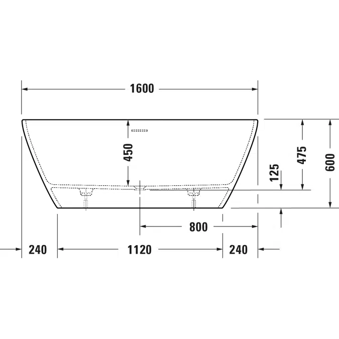 D-Neo Bathtub White Matt 1600x750 mm - 700477