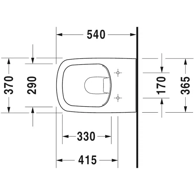 BIM objects - Free download! DuraStyle Wall-mounted toilet, 540 mm ...