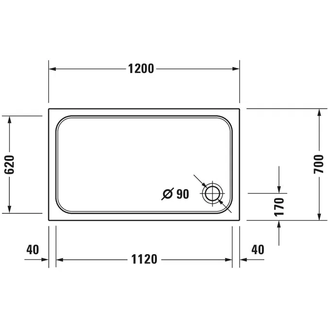 D-Code Shower tray White 1200x700 mm - 720094