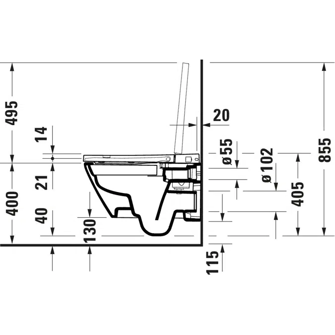 D-Neo Toilet wall-mounted for shower toilet seat White High Gloss 575 mm - 250209