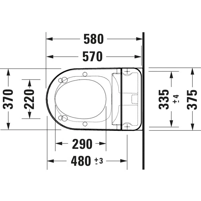 D-Neo Toilet wall-mounted for shower toilet seat White High Gloss 575 mm - 250209
