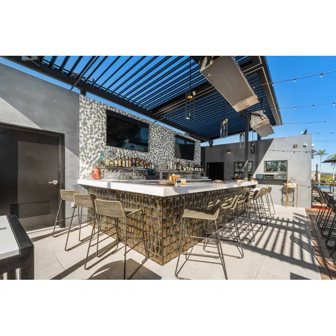 Signature Louvered Roof Pergola Rooftop Happy Hour