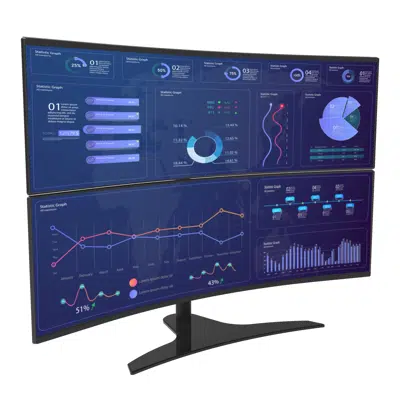 bild för 1x2 Freestanding Desktop Stand for 24" to 49" Ultra-Wide Curved Monitors