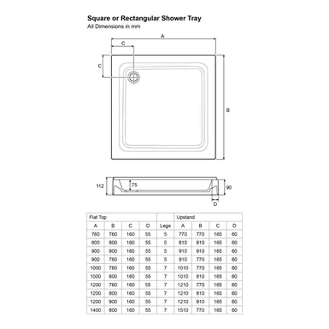 Mira Flight Rectangle 1200 x 900 Tray 4 Upstands