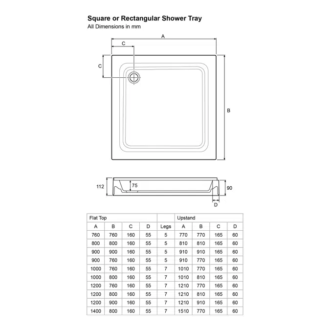 Mira Flight Rectangle 1000 x  760 Tray 4 Upstands