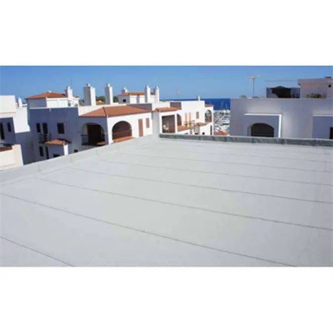 Roof system Paradiene 40.1.GS (White NOXACTIV, Grey, Green, Red), Adepar JS, XPS Insulation, Gravifiltre, Irex Profil, Siplast Primer over Concrete board