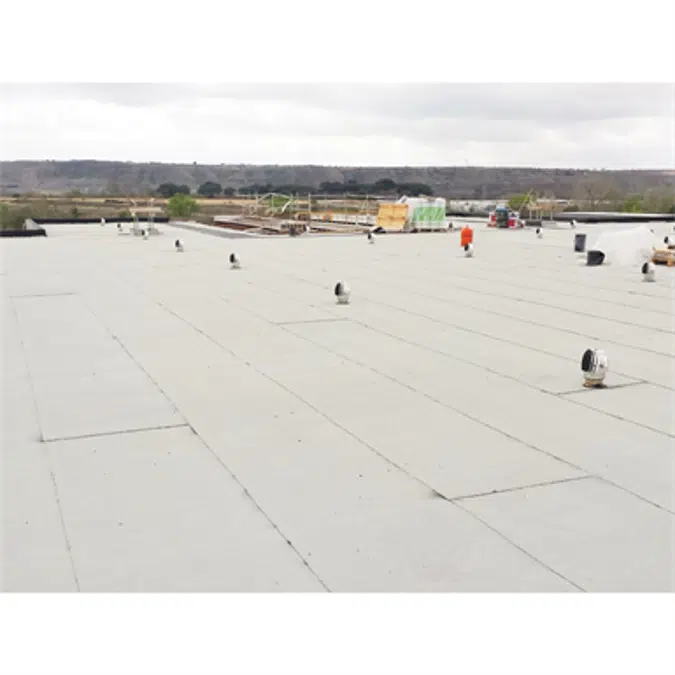 Roof system Paradiene 40.1.GS (White NOXACTIV, Grey, Green, Red), Adepar JS, XPS Insulation, Gravifiltre, Irex Profil, Siplast Primer over Concrete board